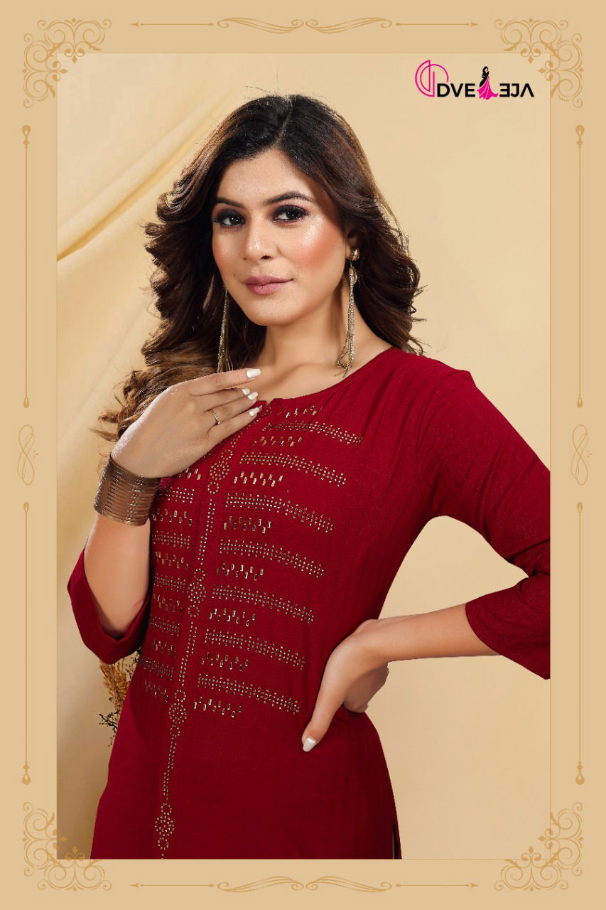 Dveeja Cherry Latest Ethnic Wear Rayon Straight Kurti Collection